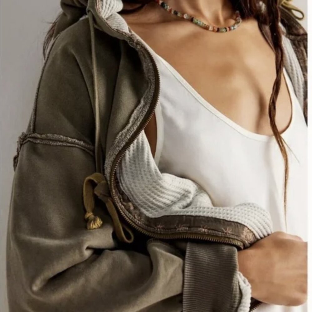 We The Free By Your Side Lined Hoodie, New, Green, XS - Picture 3 of 10